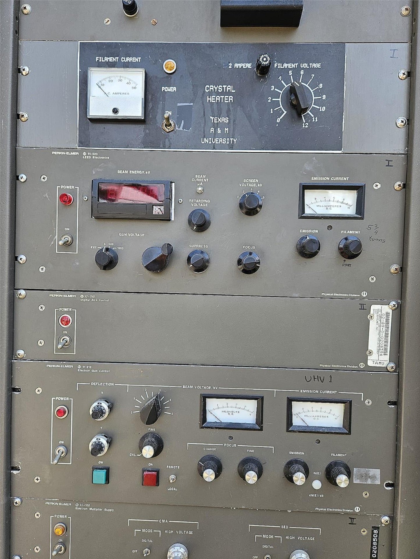 PERKIN-ELMER ULTRA HIGH VACUUM 32-100 / 11-010 ION ELECTRON CHROMATOGRAPH SYSTEM