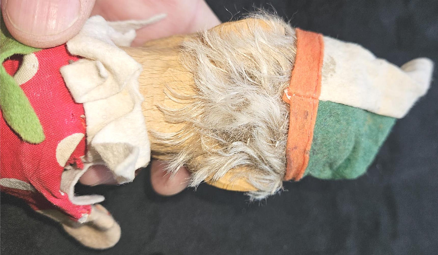 Antique KASPERTHEATER German 1930s/40s Wood Character Puppet Felt Cloth FreeShip