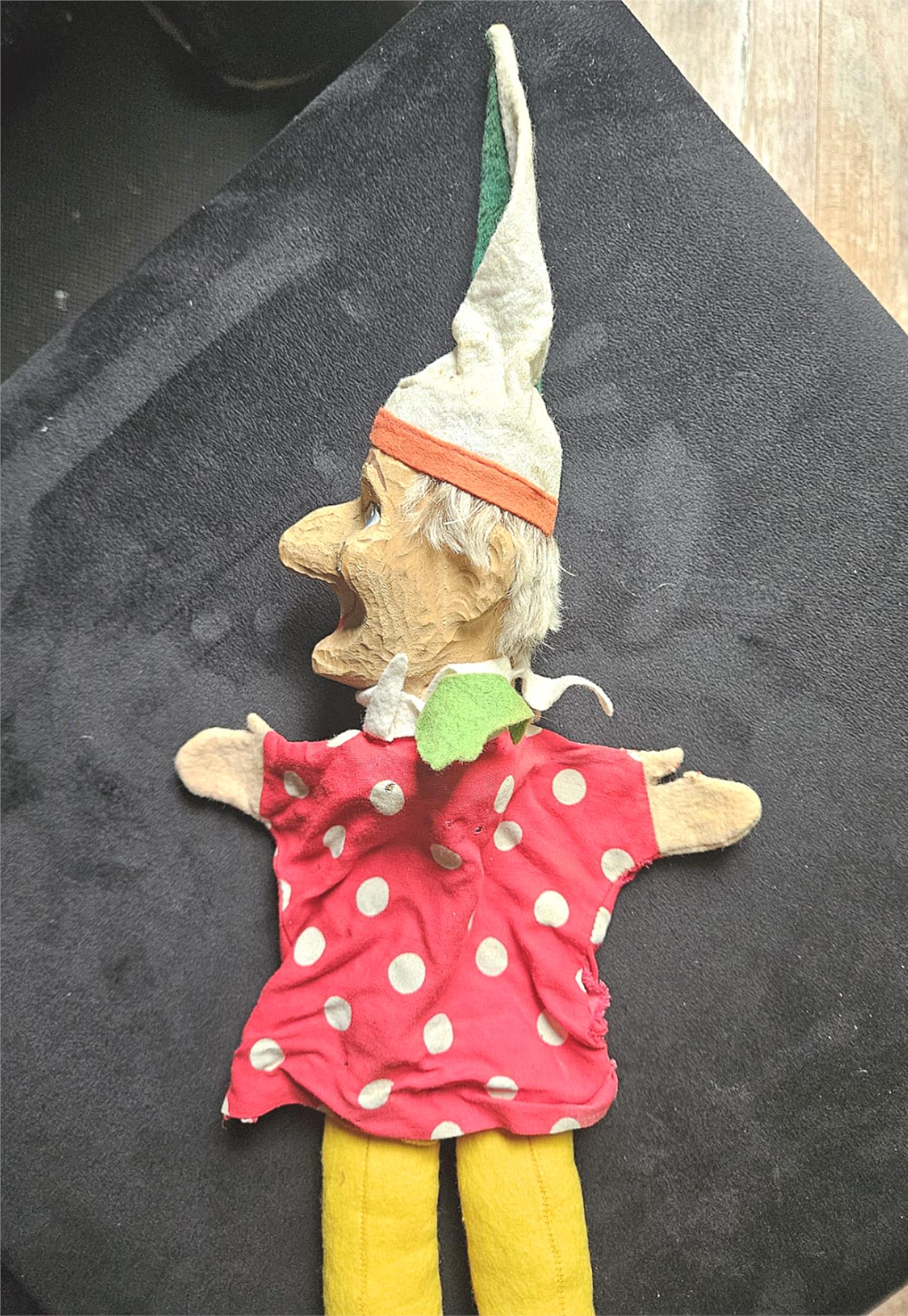 Antique KASPERTHEATER German 1930s/40s Wood Character Puppet Felt Cloth FreeShip