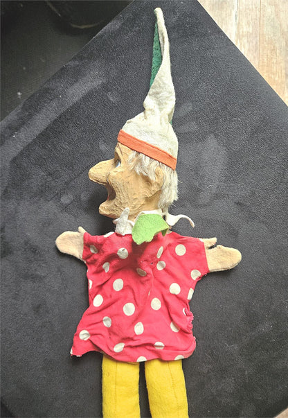 Antique KASPERTHEATER German 1930s/40s Wood Character Puppet Felt Cloth FreeShip