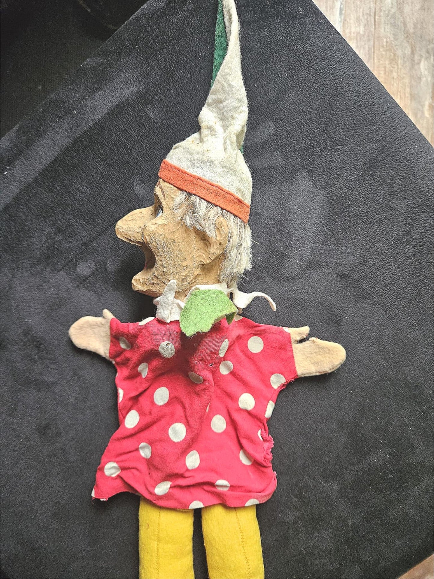 Antique KASPERTHEATER German 1930s/40s Wood Character Puppet Felt Cloth FreeShip
